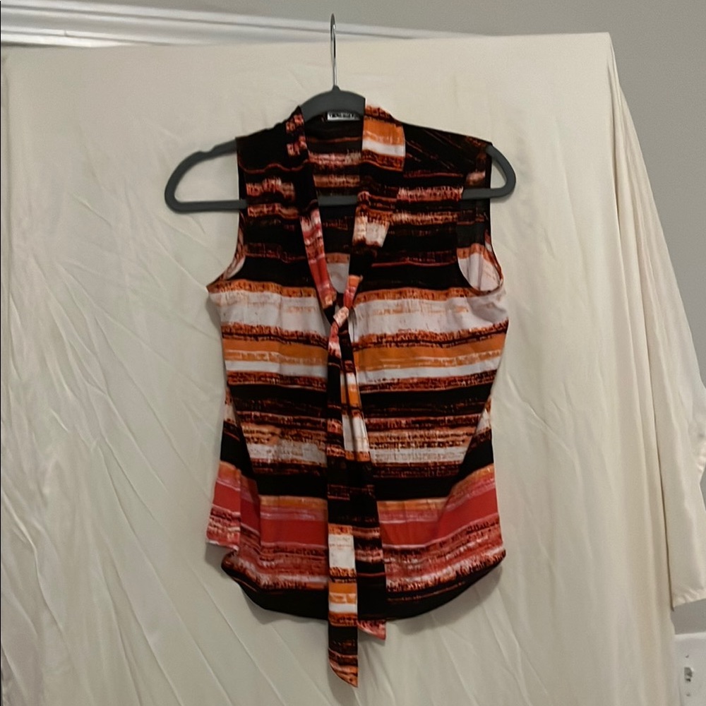 Striped Sleeveless Top - Black, Red, Orange